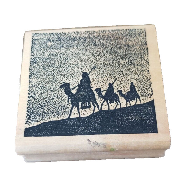 The Three Wise Men Christmas Wood Mounted Rubber Stamp Block by Rubber Monger - Picture 1 of 6